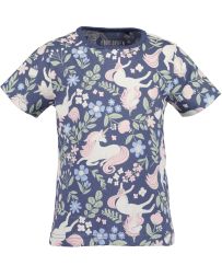 T-Shirt Einhörner Blumen Mädchen Blue Seven